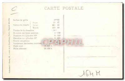 Locomotiva francesa n° 4004 — Máquina com 4 cilindros, 3 eixos acoplados e bogie na frente — P.F. Paris, série D-22 — Verso