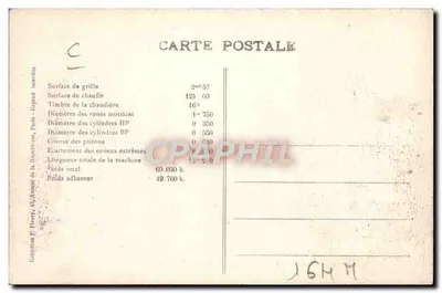 Locomotiva francesa n° 3599 — Série 3584 a 3790 — Editor Paris — Verso