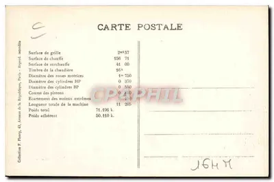 Locomotiva francesa n° 3810 — série 3791 a 3890 — F. P. Paris — Verso