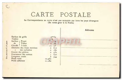 Locomotive Nord 2.035 — Machine de manutention à Cabestan — Éditeur F. Fleur — Verso