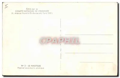 O Nautilus — Primeiro submarino atômico — Editado pelo Comitê Nacional da Criança — Verso