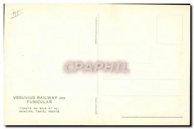 Vesúvio — Vulcão fumegante ao pôr do sol — Railway & C. Napoli — Verso