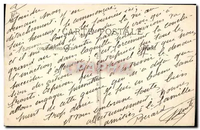 O barbeiro em uma trincheira da Champagne — A Grande Guerra 1914-16 — Fot. Express, Visé Paris 955 — Verso