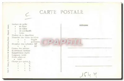 Locomotora francesa n° 5232 — Ateliers de Epernay — F. F. Paris — Reverso