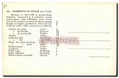 Lokomotywa n°141 C-1 — Sud-Est (ex P.L.M.) — H.M.P. - Série 141 C-1 — Rewers