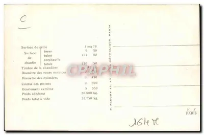 Locomotiva francesa série 621 a 635 — Estado — Editor P. FLEURY, Paris — Verso