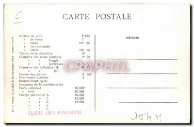 Locomotiva francesa n° 2045 — Estado — F. F. Paris — Verso