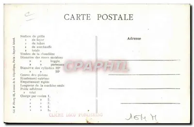 Locomotiva n°560 — Antiga Companhia do Oeste — F. F. Paris — Verso