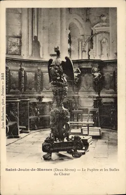 Saint-Jouin-de-Marnes (Deux-Sèvres) — O Púlpito e as Stalles do Coro — Jules Robuchon, fot. Poitiers — n° 385