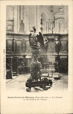 Saint-Jouin-de-Marnes (Deux-Sèvres) — O Púlpito e as Stalles do Coro — J. Robuchon, fot., Poitiers — n° 385
