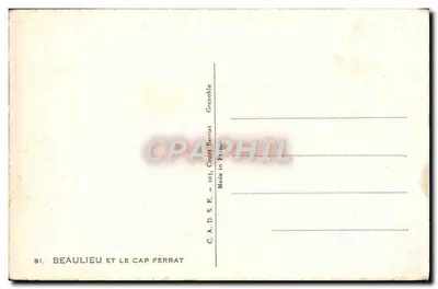Beaulieu y el Cap Ferrat — vista panorámica — C.A.D.S.E. Grenoble — Reverso