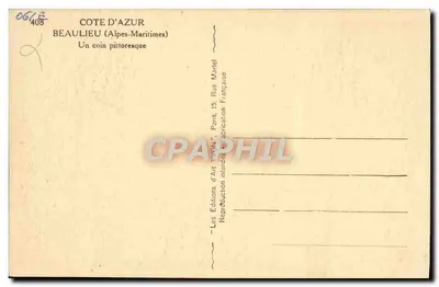 Beaulieu (Alpes-Maritimes) — Przyjemny kąt — Wydawnictwo Sztuki 'Véron', Paryż — Rewers