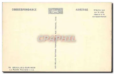 Widok wzgórza Fourmie — Beaulieu-sur-Mer — Wydawnictwo Adia, Nice — Rewers