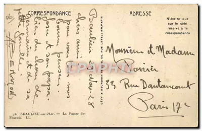 Beaulieu-sur-Mer — La Pointe des Fourmis — wydawca LL n°76 — Rewers