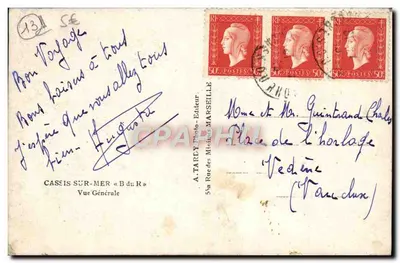 Cassis-sur-Mer — Ogólny widok — A. Tardy, wydawca, Marsylia — Rewers
