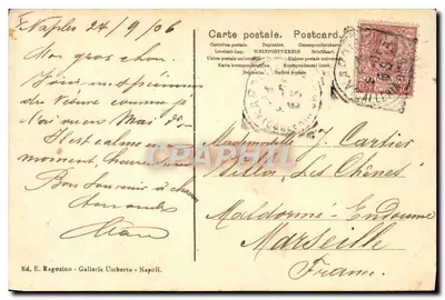 Nápoles - O Vesúvio em erupção — Ed. E. Ragozino - Galleria Umberto - Nápoles — Verso
