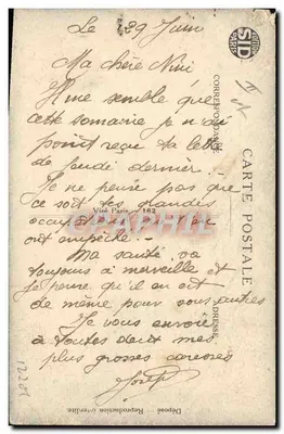 Stara pocztówka Militaria Fryzjer Perukier Dobre chwile Fryzjer z frontu — Rewers