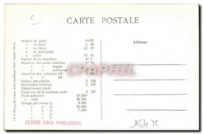 Locomotiva n°170 — antiga Compagnie de l'Ouest — tipo Buddicium — editor Cliché Loco Publishing — Verso