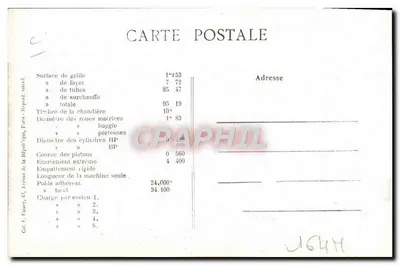 Locomotora francesa Nord n°2568 — Serie 2451 a 2631 — editor F.F. Paris — Reverso