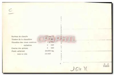 Locomotief n° 120-794 — Serie 120-751 tot 120-881 — Uitgever F.C.C. (C 46) — Achterkant
