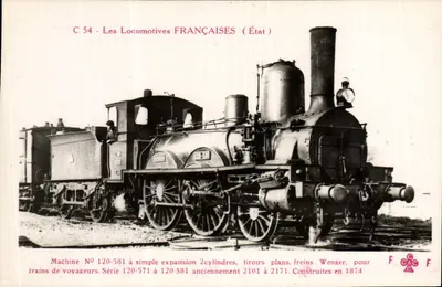Locomotiva francesa n° 120-581 — Série 120-581, construída em 1874 — F. Fleury, Paris