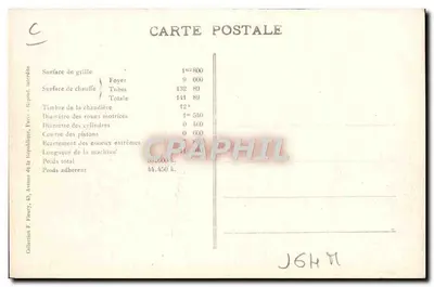 Máquina tender N° 32.001 — As Locomotivas Francesas (Estado) — Editor F. Paris — Verso