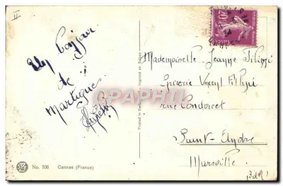 Jacht — Molo w tle — L. Gennman, nr 706 — Rewers