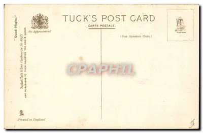 Kobieta w piżamie — trzymająca tort urodzinowy z świeczką — Tuck's Post Card, n° 4653 — Rewers
