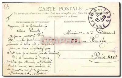 Mayenne — Die Kasernen Mayran — E. Chouassnel, Verlag — Rückseite