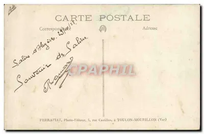 Nave da guerra — fumo delle caldaie — editore Ferrariat, Toulon-Mourillon — Verso