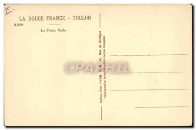 A Pequena Baía - Toulon — A Doce França, edição Yvon, n°3/309 — Verso