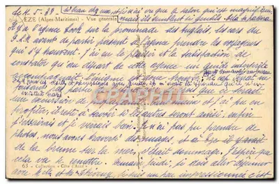 Èze (Alpes-Maritimes) — Ogólny widok — Wydawca « Côte d'Azur » nr 63 — Rewers