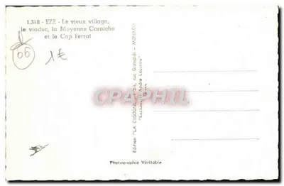 Eze - Stare miasto, most, Średnia Kornisz i Kap Ferrat — Wydawnictwo 'LA CIGOGNE' — n°1.348 — Rewers