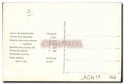 Locomotora francesa n° 2805 — Serie 2800 a 2805 — Editor F. Fleury, París — Reverso
