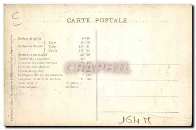 Locomotiva francesa n° 140-367 — Série 140-101 a 140-370 — Editor F. Flury, Paris — Verso
