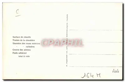 Locomotiva C 85 — Série 230-960 — Editor F. Fleurty, Paris — Verso