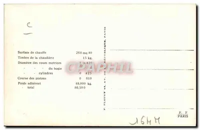 Lokomotywa Bavaryjska 3605 — Seryjna seria S 3/6 3602–3679 — Wydawca F. F. Paris — Rewers