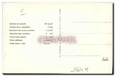 Locomotiva n° 2703 — Série 2701-2710 — Editor F. Fleury, Paris — Verso