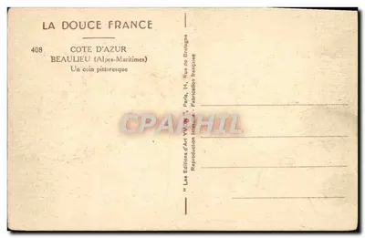 Beaulieu — Côte d'Azur (Alpes-Maritimes) — La Douce France, n°408 — Rewers