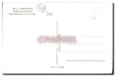 Entrada do Castelo — Versailles — Edições de Arte 'Lys' — Verso