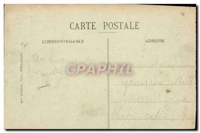 Panorama Versajl — widok z lotu nad zamekiem i ogrodami — M.° MOREAU ÉDIT. VERSAILLES — Rewers