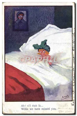 Uśpiony dziecko — nocna scena — J. Amiard, seria N° 'Lalayelle'