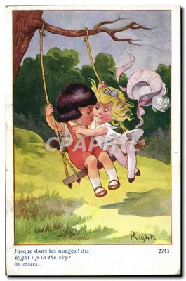 Dwa dzieci na wozie rozruchowym — ilustracja Right — nr 2741