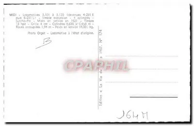 Locomotiva a vapore — serie 3.101 a 3.120 (diventate 4-231 E) — Edizione «La Vie du Rail» N° 174 — Verso
