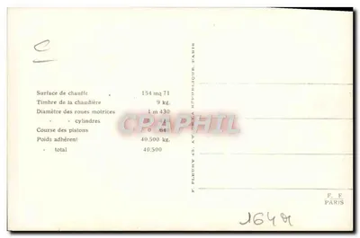Locomotiva francesa n° 030-577 — Série 030-531 a 030-860 — Editor F. F. Paris — Verso