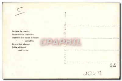 Locomotiva francesa n° 030-104 — Série 030-101 a 030-119 — Editor F.F. — Verso