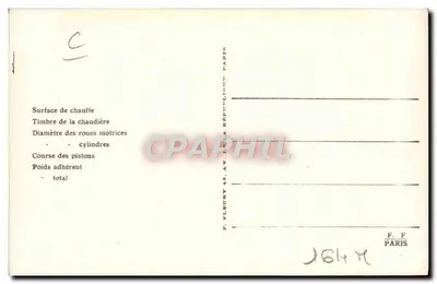 Francuskie lokomotywy (Stan) — seria 3001–3008 — Wydawca F.F. Paris — Rewers