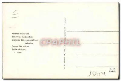 Locomotiva francesa — Série C, n° 2026 — Editor F. Fleury, n° 1644 — Verso