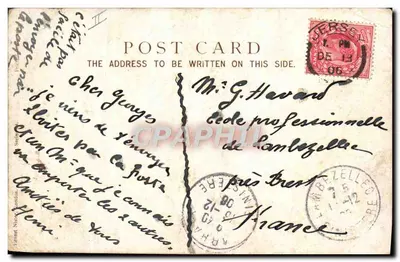 Statek żaglowy — zachód słońca — P. H. Heckhase — Rewers