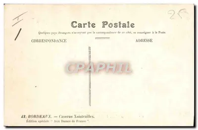 Plaza de la Caserna Xaintrailles — Recuerdo de Burdeos — Edición especial 'A las Damas de Francia' — Reverso